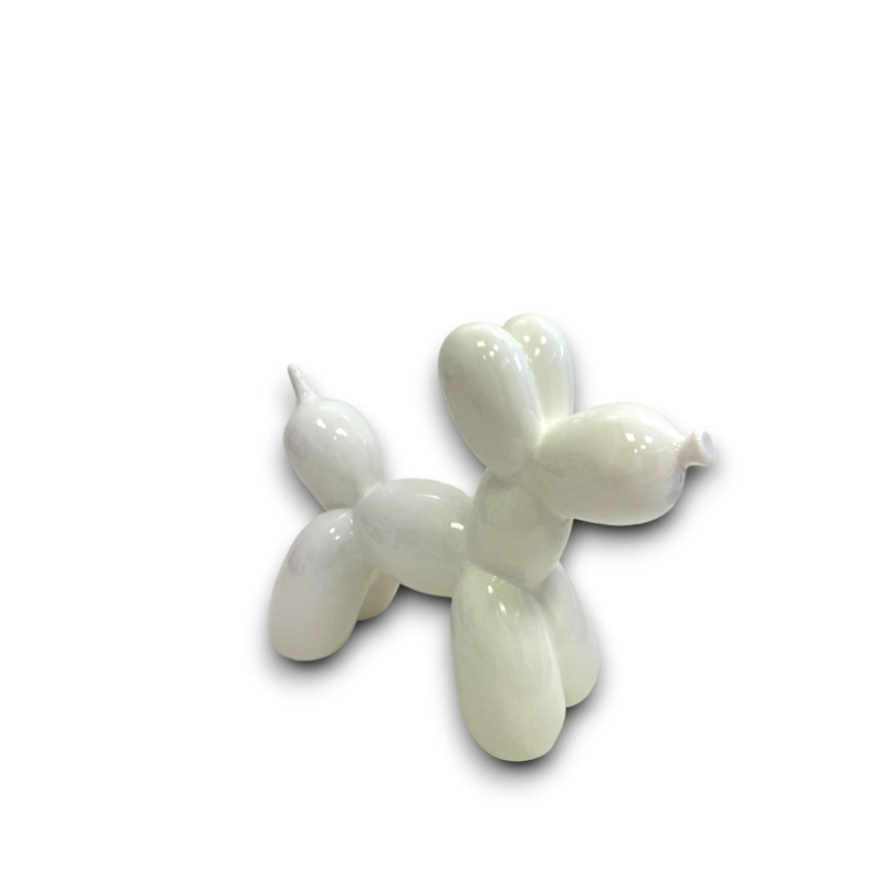 CAGNOLINO PALLONCINO IN CERAMICA - BIANCO- 23x9x19,2cm