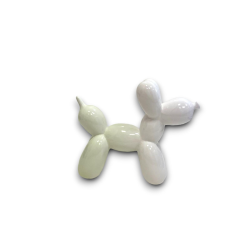 CAGNOLINO PALLONCINO IN CERAMICA - BIANCO- 23x9x19,2cm