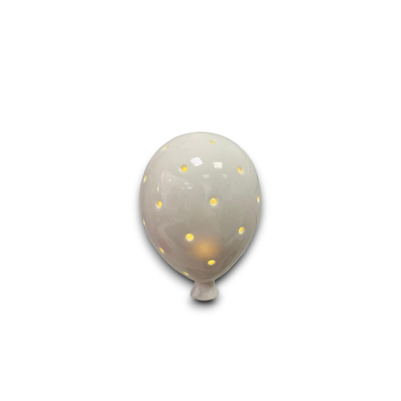 CBR- PALLONCINO IN CERAMICA-  BIANCO CON LED - 11x7x6cm