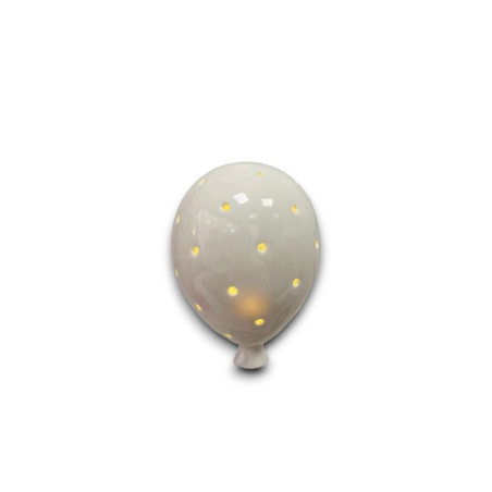CBR- PALLONCINO IN CERAMICA-  BIANCO CON LED - 11x7x6cm