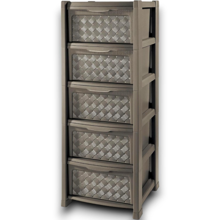 Tontarelli - Cassettiera Arianna - 5 Cassetti Decorati - Wengè - 38.5x
