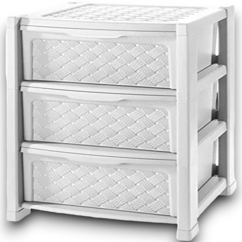 Tontarelli - Cassettiera Arianna - 3 Cassetti Decorati - Bianco - 38.5