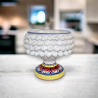 Vaso In Ceramica Bianco Pigna Siciliana Artiginale con Gambo Figure Ge