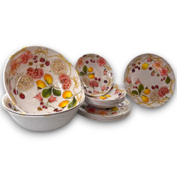 Set Piatti Melamina - 6 Piatti Piani - 6 Piatti Fondi - 3 Insalatiere 