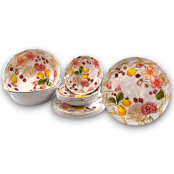 Set Piatti Melamina - 6 Piatti Piani - 6 Piatti Fondi - 3 Insalatiere 