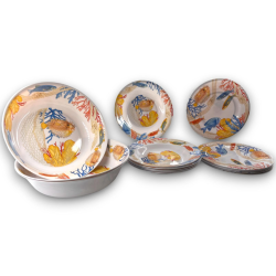 Set Piatti Melamina - 6 Piatti Piani - 6 Piatti Fondi - 3 Insalatiere 