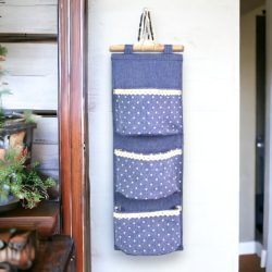 Portaoggetti Da Appendere Con 3 Tasche In Stoffa Con Asola 60x20 cm