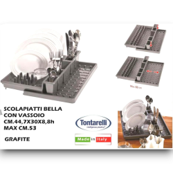 Tontarelli - Scolapiatti in Plastica - Modello Bella - Vassoio Raccogl