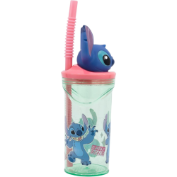 Stitch - Bicchiere Tritan 3D con cannuccia - 360 ML