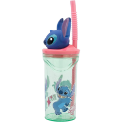 Stitch - Bicchiere Tritan 3D con cannuccia - 360 ML