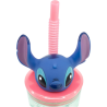 Stitch - Bicchiere Tritan 3D con cannuccia - 360 ML