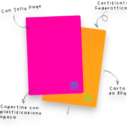 10 Maxi quaderni One Color FLUO con Jolly Page. Carta da 80gr, 80 facc