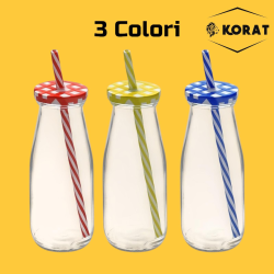 12X Bottiglie brocca Boccale con Cannuccia Coperchio 400 ml Barattolo 