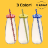 12X Bottiglie brocca Boccale con Cannuccia Coperchio 400 ml Barattolo 