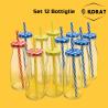 12X Bottiglie brocca Boccale con Cannuccia Coperchio 400 ml Barattolo 