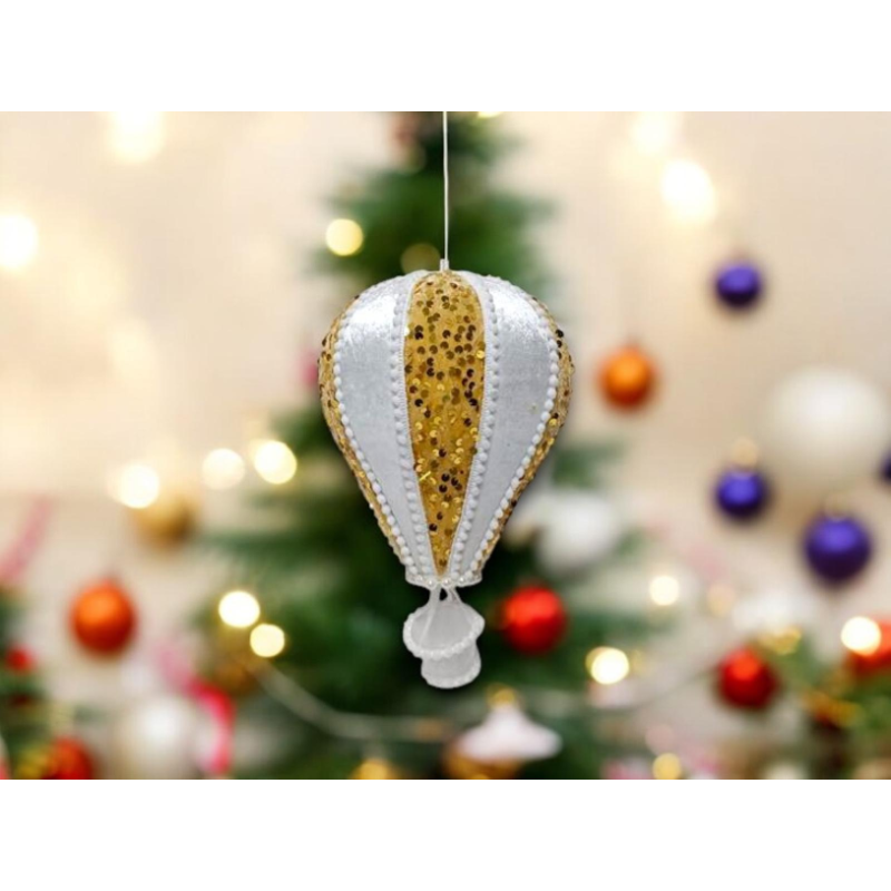 Mongolfiera Glitterata Grande - Palla di Natale da 32 cm con Paillette