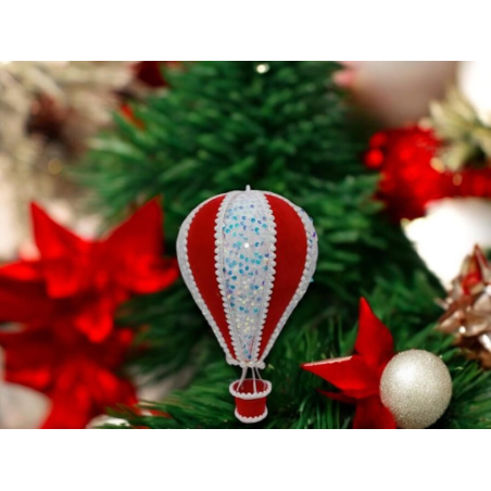 Mongolfiera in Polisterolo Cake Design Rossa Con Paillettes - 32 cm