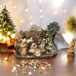 Grotta Capanna effetto Roccia PRESEPE di Natale Completa di Natività d