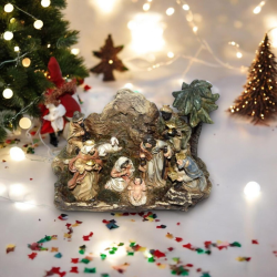 Grotta Capanna effetto Roccia PRESEPE di Natale Completa di Natività d