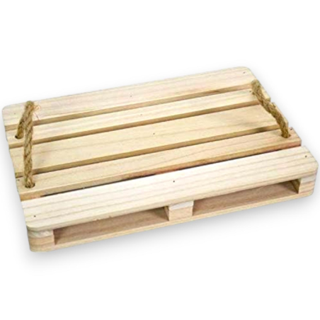 PEDANA IN LEGNO CON MANICI CORDA 20x30 CM MINI PALLET PRESENTAZIONE AP