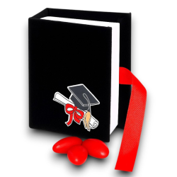 24 Scatole Libro Laurea Nero in cartoncino Vellutato Applicazione Tocc