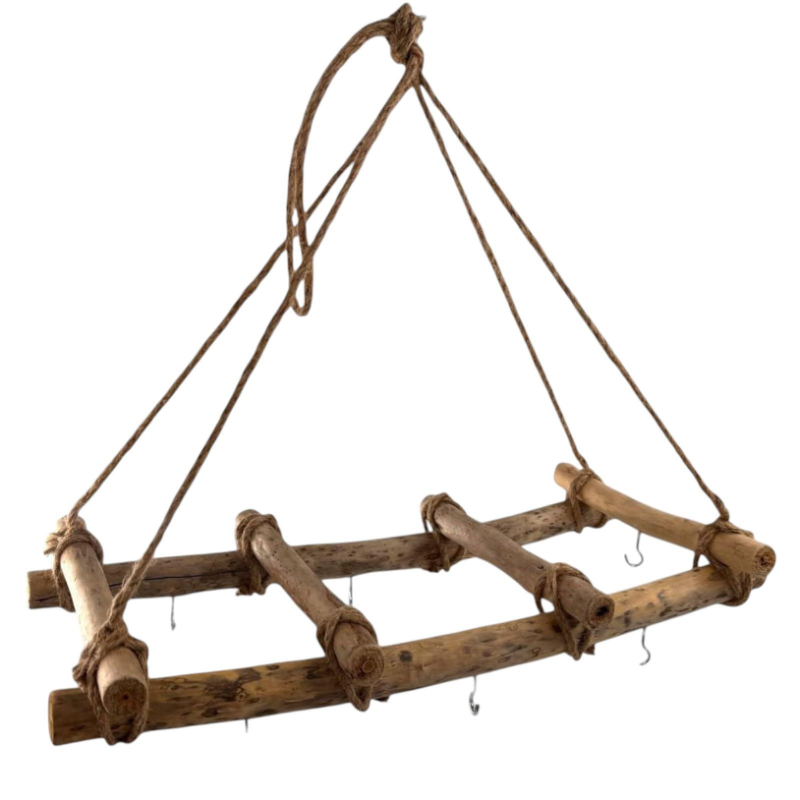 Star - Appendino in Legno Con 8 Ganci in Ferro - 48x23x55 cm - 109036