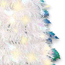 Albero di Natale Bianco Slim Richiudibile Pop-UP TINSEL con Luci Led p