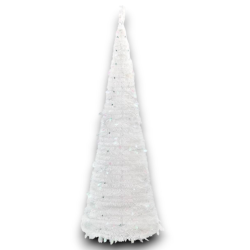 Albero di Natale Bianco Slim Richiudibile Pop-UP TINSEL con Luci Led p