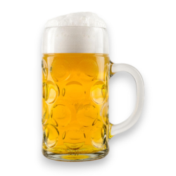 2x Boccali da birra in Vetro 1 litro, modello Bayer con tacchetta, bic