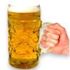 2x Boccali da birra in Vetro 1 litro, modello Bayer con tacchetta, bic
