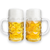 2x Boccali da birra in Vetro 1 litro, modello Bayer con tacchetta, bic