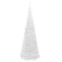 Albero di Natale Bianco Slim Richiudibile Pop-UP TINSEL con Luci Led p