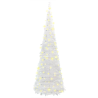 Albero di Natale Bianco Slim Richiudibile Pop-UP TINSEL con Luci Led p