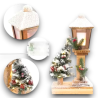 Lampione Natalizio in Legno con Albero di Natale h. 37 cm, Bianco inne
