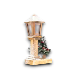 Lampione Natalizio in Legno con Albero di Natale h. 37 cm, Bianco inne