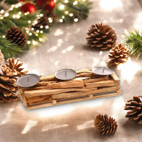 Portacandele in Legno Naturale, Candelabro Candeliere Stile Nordico a 