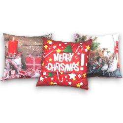 Cuscino Poliestere - Decorazioni Natalizie - 40 cm - 3 Mod. Assortiti 