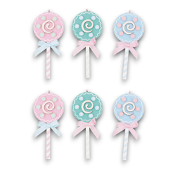 Set 6 Chupa Chups in Legno Colori Pastello - 13 Cm