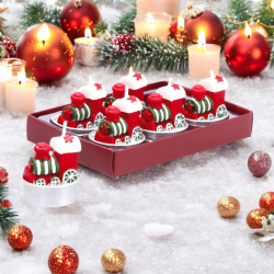 Set 12 Candele a Forma di Trenino Babbo Natale Tealights 3,5 x 5,5 cm 