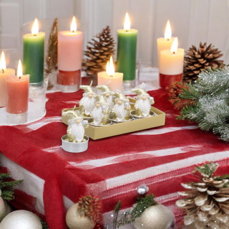 Set 12 Candele a Forma di Gnomi Elfi di Babbo Natale, Candela Ttealigh
