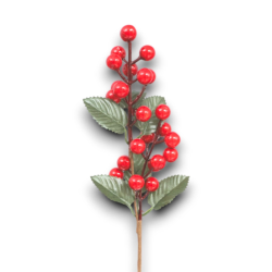 Set 6 Rametti in Pvc - Decorazione Bacche Rosse e Foglie - 35 cm - AP-