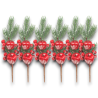 Set 6 Rametti in Pvc - Decorazione Bacche Rosse e Mele Zuccherate - 35