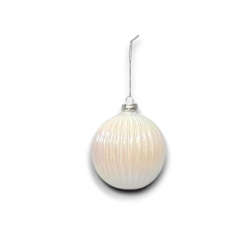 Set 12 Palline di Natale in Vetro 8 cm con Bianco Effetto Cangiante Lu