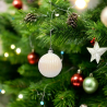 Set 12 Palline di Natale in Vetro 8 cm con Bianco Effetto Cangiante Lu