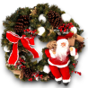 Ghirlanda con Babbo Natale Pigne e Sfere - 60 Cm