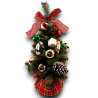 Albero Base Rossa Scozzese con Bastoncini e Pigne - 60 Cm
