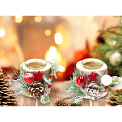 6x Porta Candele Natalizio in Legno Segnaposto di Natale supporto in v