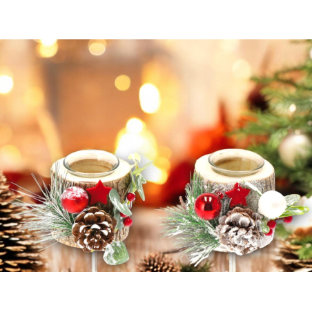 6x Porta Candele Natalizio in Legno Segnaposto di Natale supporto in v