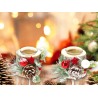 6x Porta Candele Natalizio in Legno Segnaposto di Natale supporto in v