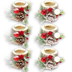 6x Porta Candele Natalizio in Legno Segnaposto di Natale supporto in v